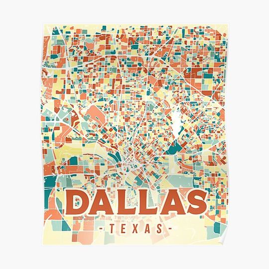 Discover Dallas map in mosaic colors Premium Matte Vertical Poster