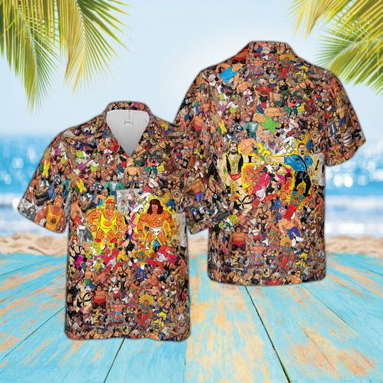 Discover Wrestling Characters Collage Art Hawaiian Shirt