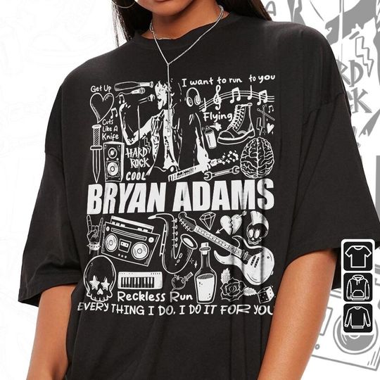 Discover Bryan Adams Doodle Art Shirt, Vintage Bryan Adams Merch Album Lyrics