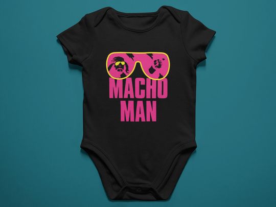 Discover Macho Man art on vintage Baby Onesie