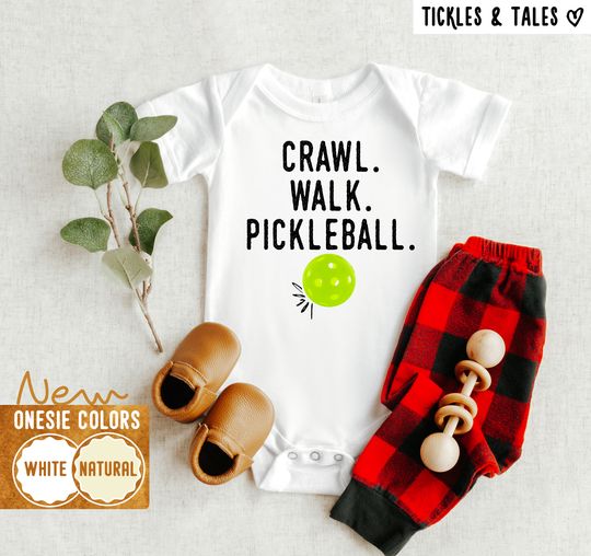 Discover Crawl Walk Pickleball Baby Onesie