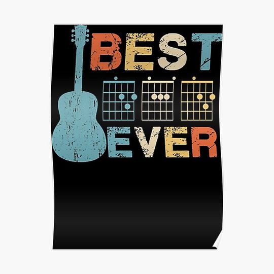 Discover Best Dad Ever Guitar Chords Musician Funny Premium Matte Vertical Poster