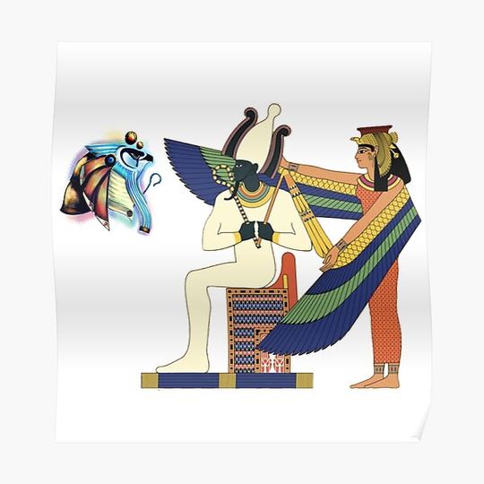 Discover Goddess Isis, God Osiris, their son God Horus. The Holy Triad of Ancient Egypt Premium Matte Vertical Poster