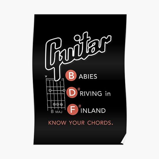 Discover B Chord: Guitar Babies Driving in Finland Premium Matte Vertical Poster