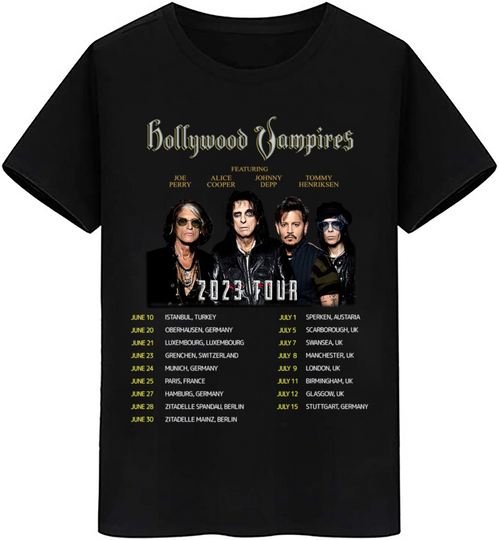 Discover Hollywood Vampires 2023 Tour T-Shirt Birthday Black
