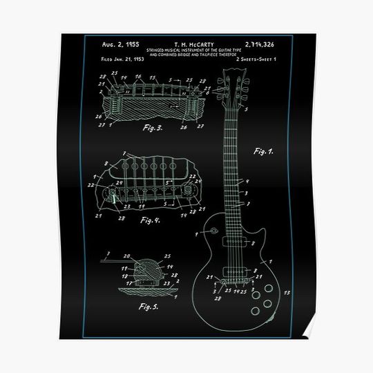 Discover Guitar Diagram Instruction Figure Guitarist Premium Matte Vertical Poster