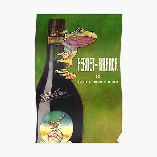 Discover Vintage Italian Fernet Branca Frog Premium Matte Vertical Poster