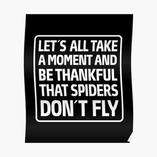 Discover Lets All Take a Moment and Be Thankful that Spiders Dont Fly Premium Matte Vertical Poster
