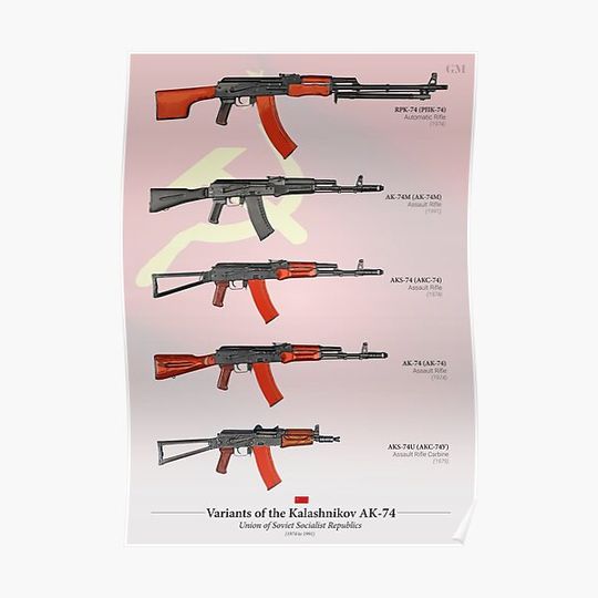 Discover Variants of the Kalashnikov AK-74 Premium Matte Vertical Poster