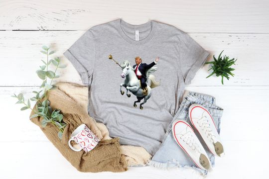 Discover Donald Trump Shirt - Riding Unicorn Funny Tshirt - Trump 2024 Shirt - Republican T Shirt