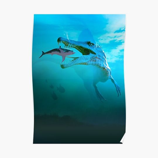 Discover Spinosaurus Underwater Premium Matte Vertical Poster