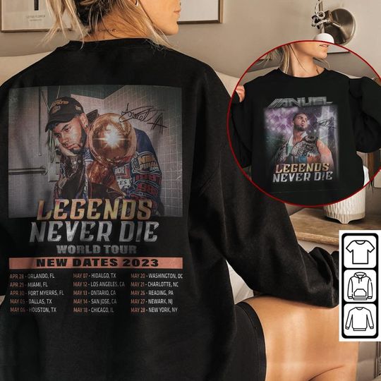 Discover Anuel AA Legends Never Die World Tour Rap Shirt Double Sided, Anuel AA 2023 Rap Sweatshirt