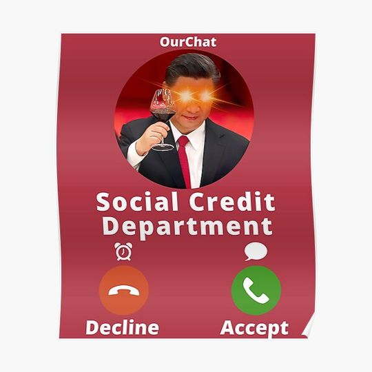Discover Social Credit Department is Calling! John Xina Mao Zedong Xi Phone Call Meme Premium Matte Vertical Poster