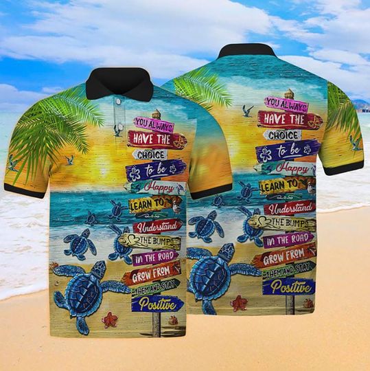 Discover Sea Turtle Aloha Tropical Summer Beach Polo Shirt