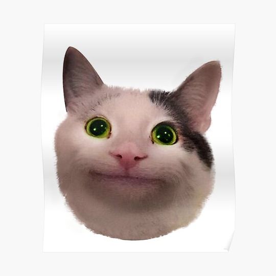Discover Smiling cat beluga Meme Face Premium Matte Vertical Poster