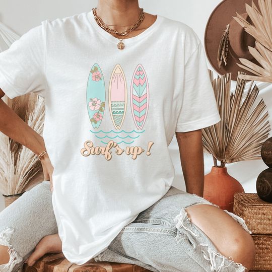 Discover Surfs up shirt - Surfs up tee - Summer tee- Summer vacation - Vacation shirt - Surfer shirt - Boho shirt