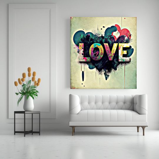 Discover Love with Graffiti Paint Splatter Canvas Poster