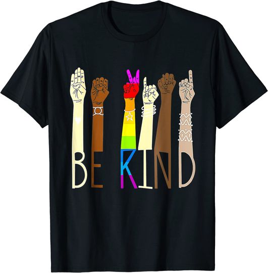 Discover Be Kind Sign Language Hand Talking LGBT Gay Les Pride ASL T-Shirt