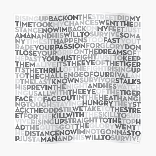 Discover Eye of the Tiger - Survivor (lyrics) v.1 Premium Matte Vertical Poster