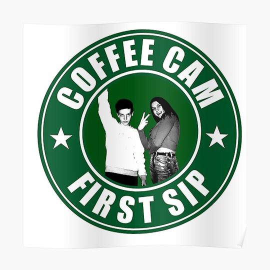 Discover Sinjin Drowning First Sip Coffee Cam Premium Matte Vertical Poster