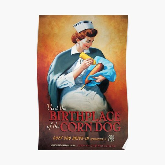 Discover The Birthplace Of Corn Dog Premium Matte Vertical Poster