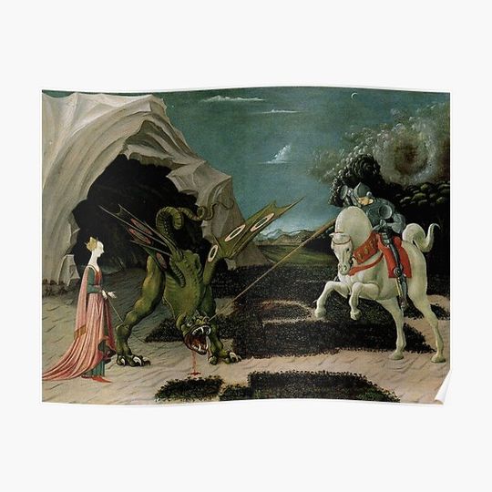 Discover Saint George and the Dragon, Uccello Premium Matte Vertical Poster