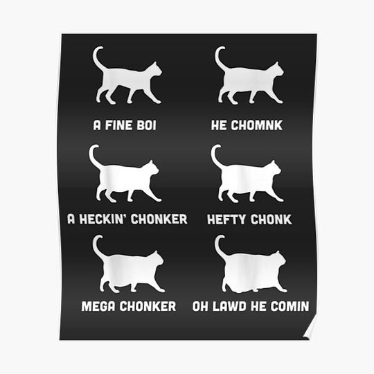 Discover Funny Cats Meme, Chonk Cat Chart Premium Matte Vertical Poster