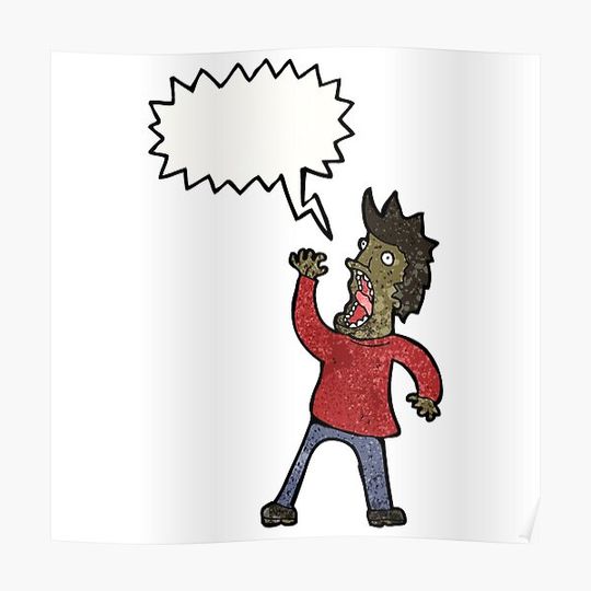 Discover cartoon terrified man Premium Matte Vertical Poster