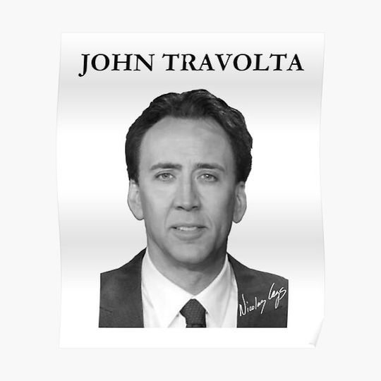 Discover Nicholas Cage as John Travolta - Nicolas Cage - Nick Cage - Nic Cage Premium Matte Vertical Poster