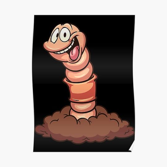Discover Worm Cartoon Premium Matte Vertical Poster