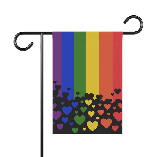 Discover Rainbow Hearts Pride LGTBQ+ Yard Garden Banner Flag