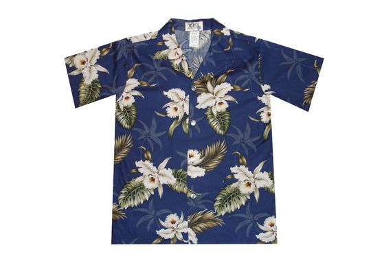 Discover White Orchids Boy's Hawaiian Shirt Made In Hawaii- Hawaiian Aloha Shirts For Junior 100% Cotton Matching Family outfits