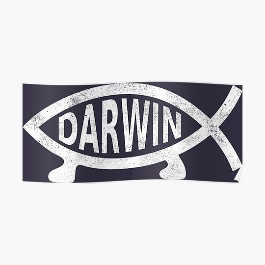 Discover Darwin Fish (distressed design) Premium Matte Vertical Poster
