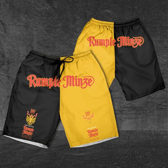 Discover Rumple Minze 2 Color Horizontal Text Shorts, Beer basic men Hawaiian shorts