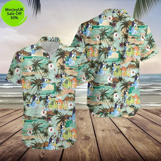 Discover BlueyDad Shirts | Bandit Heeler Shirt | BlueyDad Hawaiian Shirt | Family Matching Shirts