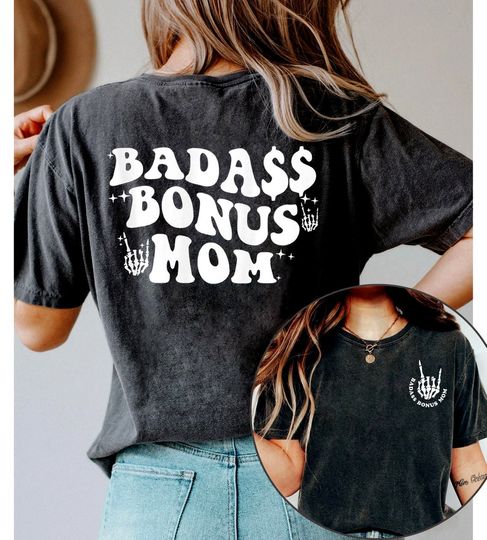 Discover Badass Bonus Mom Shirt, Groovy Bonus Mom T-Shirt