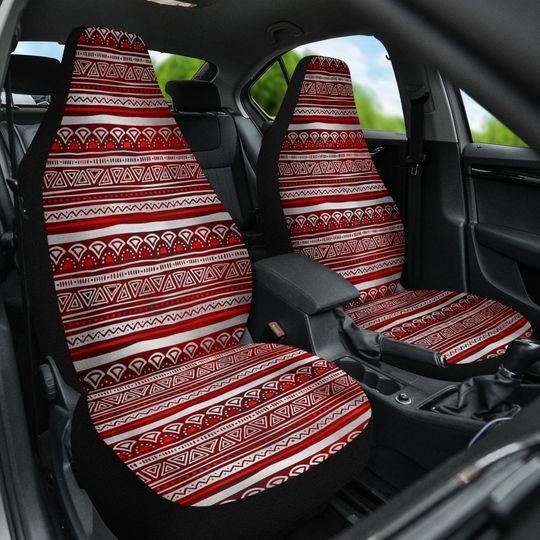 Discover Red Boho front seat car covers, native, nature, car accessories