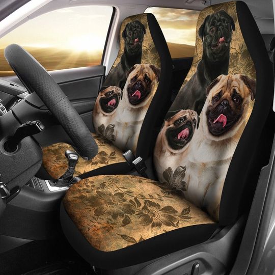 Discover Pug Car Seat Covers set of 2
