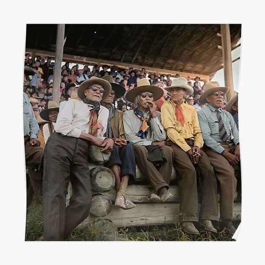 Discover Crow Native Americans watching the rodeo at Crow fair in Montana, 1941 Premium Matte Vertical Poster
