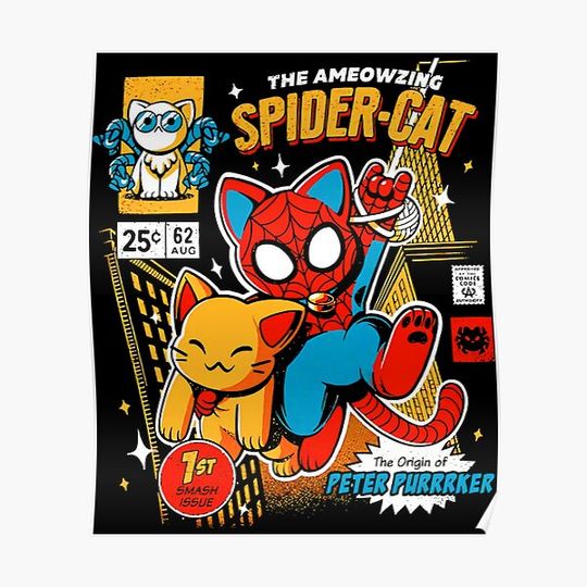 Discover the ameozing spider cat tshirt - spider cat hoodies - spider cat Premium Matte Vertical Poster