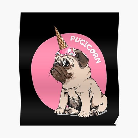 Discover Pug: Pugicorn Premium Matte Vertical Poster