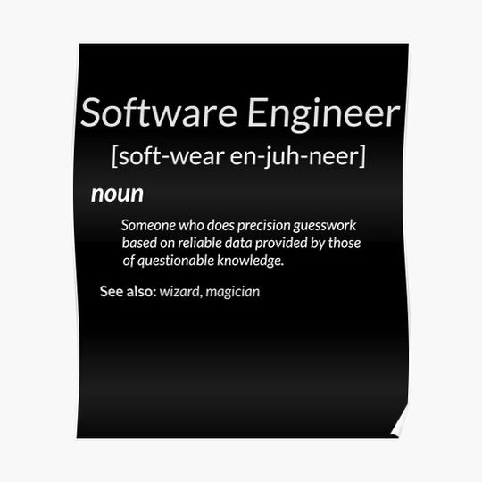 Discover Funny Software Engineering Gift Software Engineer Definition Premium Matte Vertical Poster