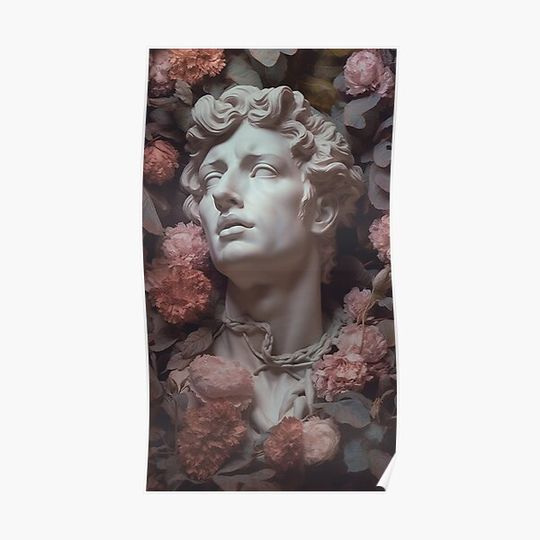 Discover Floral Euphoria: A Captivating Blend of Illusion and Botticelli-Inspired Art Premium Matte Vertical Poster