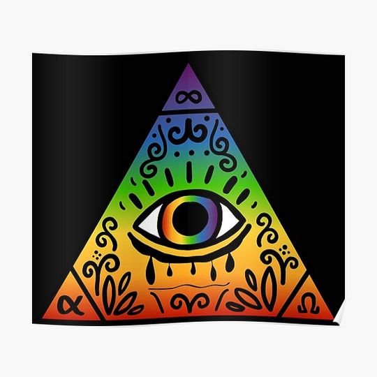 Discover Colorful All Seeing Eye | The Eye of Providence Pyramid Artwork Premium Matte Vertical Poster