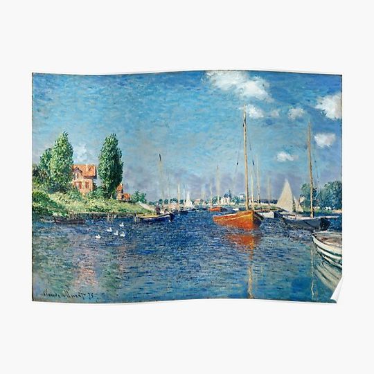 Discover Claude Monet - Red Boats, Argenteuil (1875) Premium Matte Vertical Poster