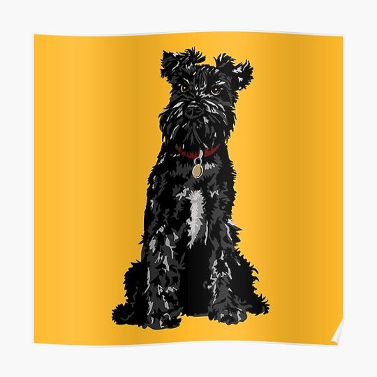 Discover Dennis the Black Miniature Schnauzer Dog Sitting Premium Matte Vertical Poster