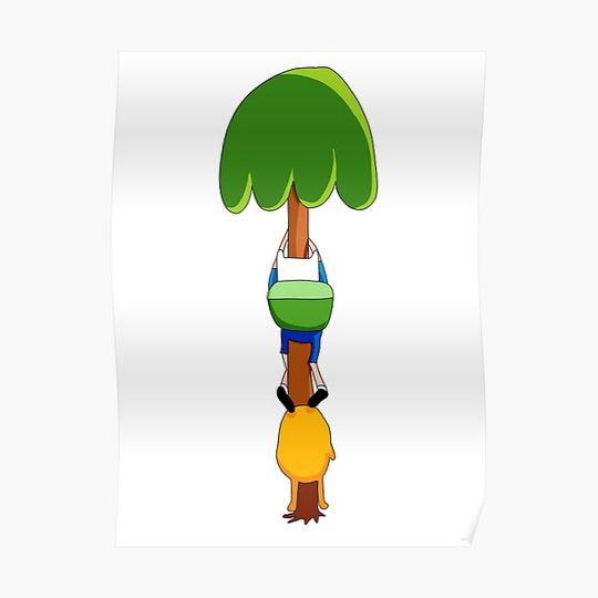 Discover Finn And Jake Climbing A Tree Premium Matte Vertical Poster