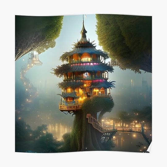 Discover Fantasy Treehouse Premium Matte Vertical Poster