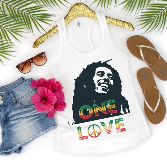 Discover One Love Bob Marley Tank Top | Womens Reggae Tank