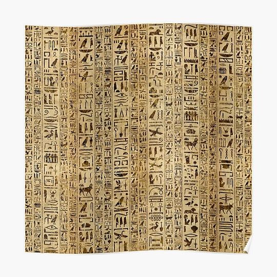 Discover Egyptian hieroglyphs on papyrus Premium Matte Vertical Poster